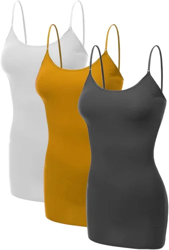 Vista 82 de Emmalise Camisola larga casual básica para mujer, con tirantes ajustables, top en capas