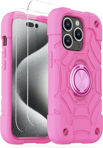 Vista 44 de KCJ Funda para iPhone SE 2022/2020, iPhone 8/7/6/6S, con [2×Protectores de Pantalla][Soporte de Anillo] Silicona Suave+PC Duro Protección Completa