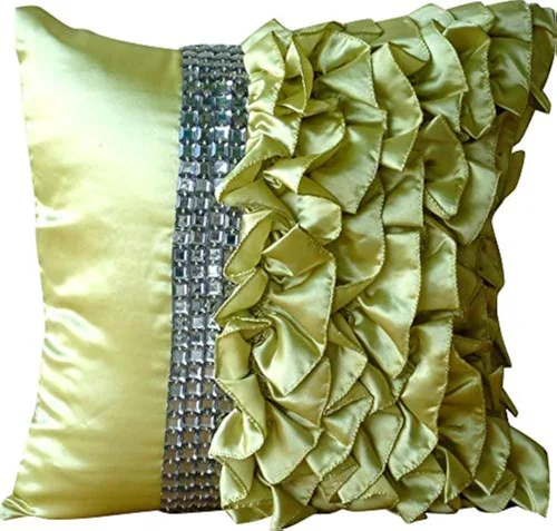 Vista 38 de The HomeCentric Fundas de almohada decorativas con bordes de 12 x 12 pulgadas Funda de cojín de seda de arte moderno Fundas de almohada verdes
