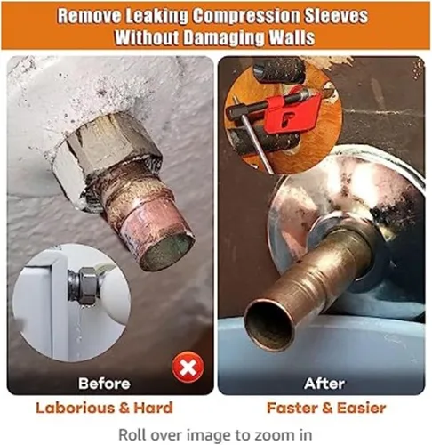 Vista 3 de Herramienta extractor de manga de compresión, herramienta de eliminación de compresión Aleación de aluminio Quitar tubería Tuerca Herramientas