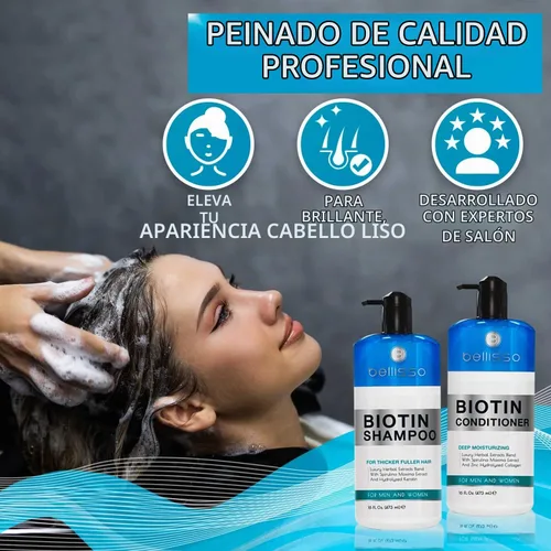Vista 7 de BELLISSO Set de champú y acondicionador de biotina y acondicionador de biotina