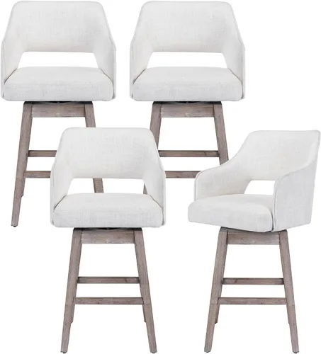 Vista 7 de Kmax Single Swivel Counter Height Bar Stool, Linen Beige