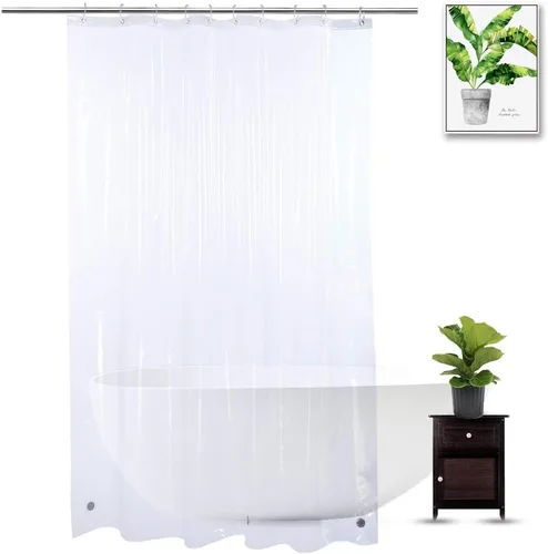 Vista 15 de Forro de cortina de ducha de 48 x 72 pulgadas, forro de ducha transparente con peso PEVA con 3 imanes y 8 ganchos de plástico, 100% impermeable