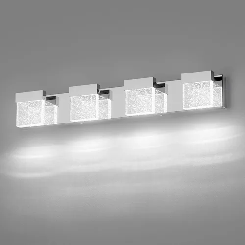 Vista 8 de Luces de tocador de burbujas, 3 luces cromadas modernas de cristal para baño, 6000 K
