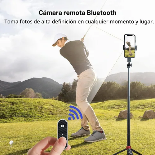 Vista 5 de Trípode de teléfono de 62 pulgadas y palo para selfie para entrenamiento de golf, soporte de trípode extensible para teléfono celular con control