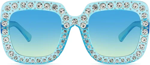 Vista 3 de MEETSUN Elton Square Rhinestone Sunglasses Oversized Bling for Women with Diamond Frames 70s Retro for Beach & Disco
