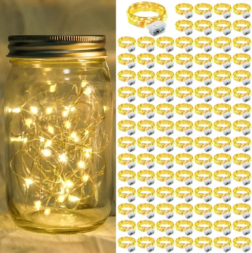 Vista 17 de Paquete de 6 luces de hadas a pilas con temporizador remoto, 8 modos de iluminación, 7 pies, 20 luces LED impermeables para Halloween, Navidad
