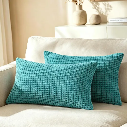 Vista 16 de CaliTime Fundas de Almohada Decorativas Paquete de 2 Cómodas de Pana Acanalada a Rayas Waffle Fundas de Cojines Decorativos para Sofá Cama
