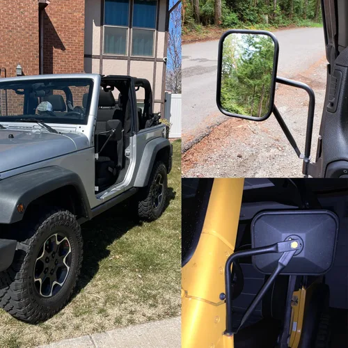 Vista 6 de JUSTTOP Espejos para puertas apagadas, espejos retrovisores laterales compatibles con Jeep Wrangler CJ YJ TJ JK JL & Unlimited, espejo de bisagra