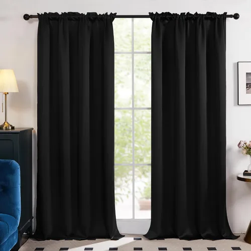 Vista 133 de Deconovo Cortinas opacas, aislamiento térmico, dobladillo para barra, reducción de ruido, certificado Oeko-TEX, cortinas de oscurecimiento