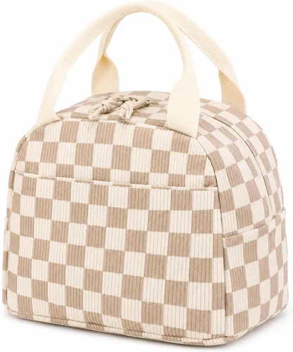 Vista 46 de Bluboon Bolsa de almuerzo para mujer, bonita bolsa de almuerzo de pana con correa para el hombro, reutilizable, aislada, gran capacidad