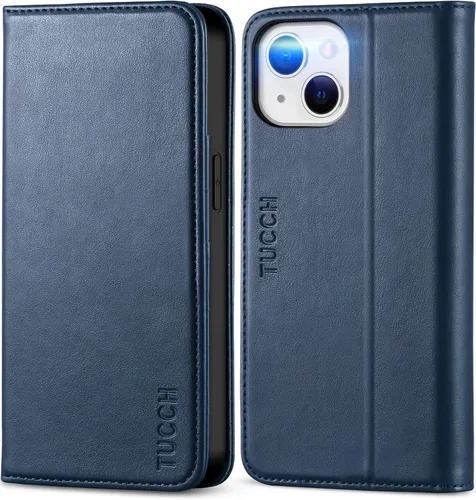 Vista 12 de TUCCH - Funda tipo cartera con 3 ranuras para tarjetas para iPhone 13 (6.1") 2021, color negro Soporte de visión, carcasa de TPU a prueba