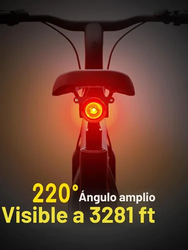 Vista 2 de Luz trasera de bicicleta de brillo variable, luz trasera de bicicleta con detección de freno, 800 mAh USB-C recargable, 4 modos de iluminación, IPX6