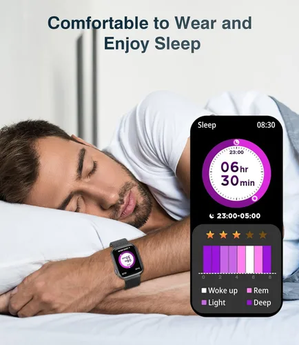Vista 6 de EarlySincere Relojes inteligentes para hombres y mujeres, presión arterial, pantalla táctil completa HD de 1.9 pulgadas, monitor de actividad física