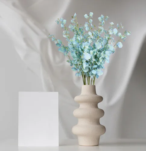 Vista 9 de Flores de orquídeas artificiales, 10 unidades (cada una de 37 pulgadas) orquídeas artificiales de tallo largo, flores artificiales de seda falsas