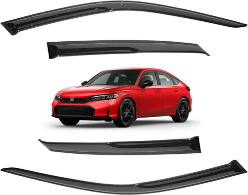 Vista 13 de Viseras para ventanas para Mazda 3 Sedán 4 puertas 2004 2005 2006 2007 2008 2009 estilo JDM Mugen, deflector de viento, protector solar y de lluvia