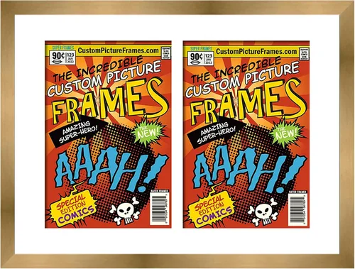 Vista 110 de Marco de cómic negro con alfombrilla negra para cómics de la Edad Dorada