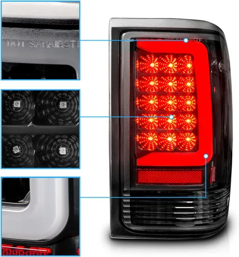 Vista 4 de AmeriLite Juego de luces traseras para camioneta Ford Ranger 1993-1997 tipo C halógeno, LED, tubo de repuesto para camioneta, lado del pasajero