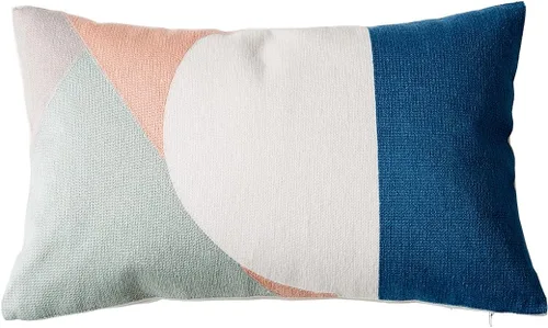 Vista 12 de vctops Funda decorativa para cojín con detalles de penachos geométricos estilo bohemio, funda de almohada cuadrada bordada en algodón para sofá