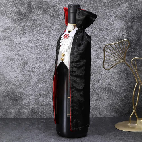 Vista 6 de Decoración de cubierta de botella de vino de Halloween – Drácula y vampiro para vino de regalo