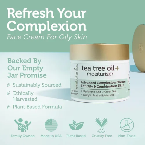 Vista 6 de Crema facial de aceite para árbol de té – para aceite, piel de acné con crema hidratante facial natural y orgánico de 5 ml con 7 ingredientes