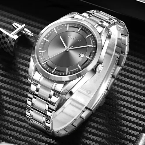 Vista 8 de Taxau Watch for Men, Waterproof Date Dress Large Face Classic Men's Wrist Watch, Minimalist Stainless Steel Analog Quartz Men's Silver Watch