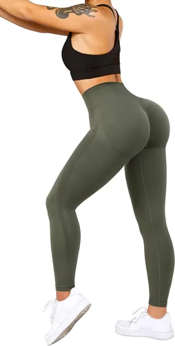 Vista 6 de MOSHENGQI Leggings para mujer, sin costuras, cintura alta, adelgazantes, para entrenamiento, gimnasio, yoga