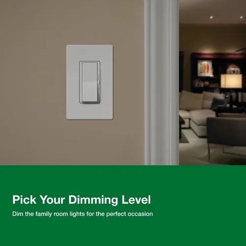 Vista 5 de Lutron Diva LED+ Interruptor Regulador de Luz para Bombillas LED Regulables, Halógenas e Incandescentes, 150 Vatios, Unipolar o 3 Vías, Almendra