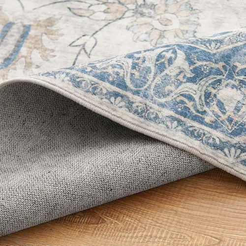 Vista 9 de jinchan Alfombra vintage de 2 x 3 pies para entrada, lavable, diseño floral romántico, tapete pequeño antideslizante, tapete ligero de bajo perfil