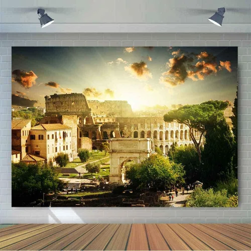 Vista 2 de Fondo de arquitectura italiana para fiesta temática italiana MEETSIOY 7x5ft Famoso Tema arquitectónico Italiano Fondo para fotografía Fiesta