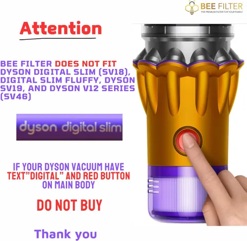 Vista 2 de Dyson V15 Filtro, paquete de 2 filtros de repuesto HEPA prémium para Dyson