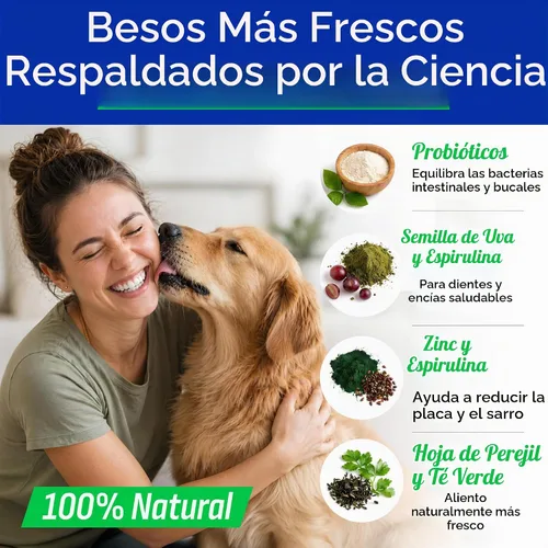 Vista 4 de BARK&SPARK Masticables ambientadores de aliento de dientes de perro Probióticos para ayudar al aliento