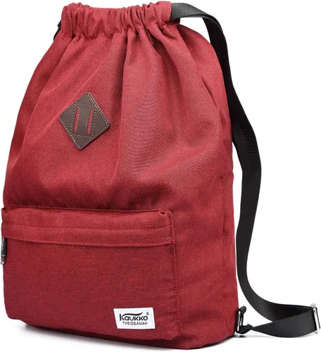 Vista 3 de Mochila deportiva con cordón para gimnasio, yoga, mochila de hombro, para hombres y mujeres, Rojo), K1031-30