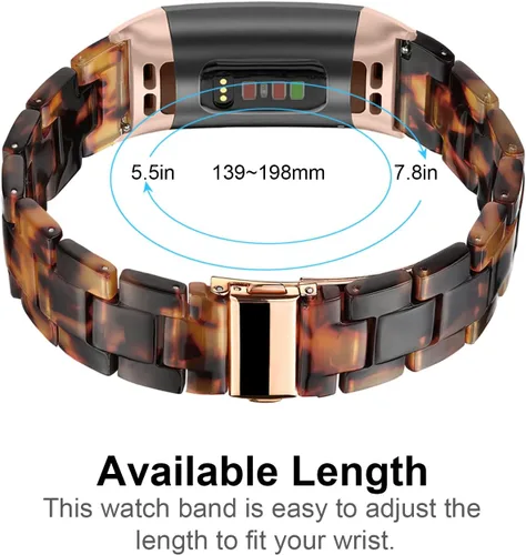 Vista 7 de Wongeto Bandas de resina compatibles con Fitbit Charge 4/Charge 3 y Charge 3 SE, accesorio de muñeca de repuesto con hebilla de oro rosa, bandas