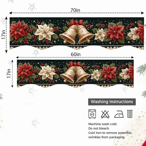 Vista 8 de NYZE Bufanda para Repisa de Chimenea Navideña 60 x 17 Pulgadas Cubierta Decorativa para Repisa de Chimenea de Navidad Camino de Mesa para Repisa