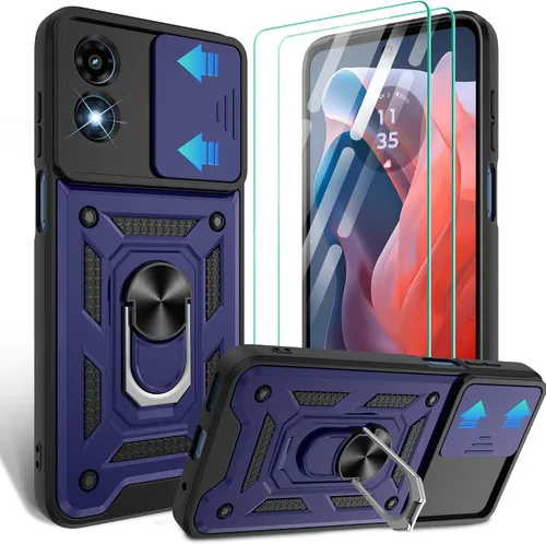 Vista 34 de Gritup Funda para Moto G Stylus 5G-2021 con cubierta deslizante para cámara 1 paquete de protectores de pantalla HD Soporte de metal giratorio