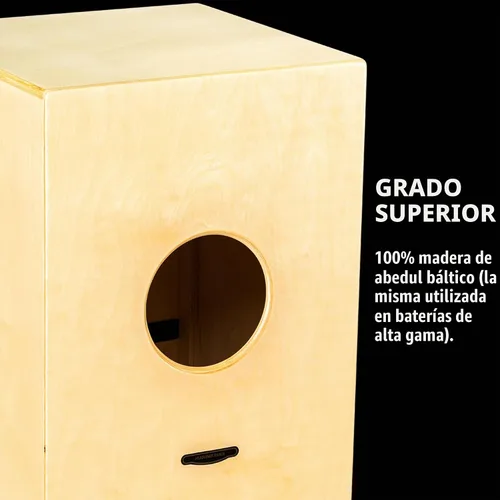 Vista 2 de Meinl Cajón Tambor, Tamaño Completo con Cuerdas Internas de Metal para Efecto de Caja Ajustable, Madera de Abedul, HCAJ1NT Natural
