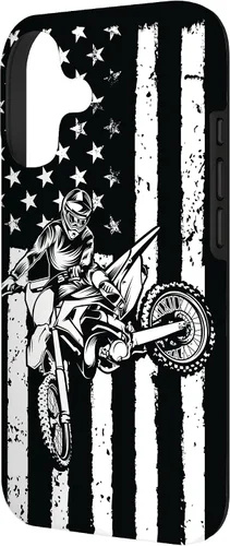 Vista 2 de Funda de motocross con bandera de Estados Unidos para iPhone 17