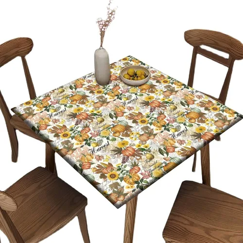 Vista 32 de Mantel redondo ajustable con borde elástico floral azul, mantel con borde elástico de estilo floral pastoral, almohadilla de mesa de poliéster