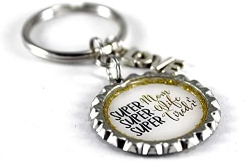 Vista 3 de Super Mom Keychain, Mothers Day Gift, Gift for Her, Super Tired, Mom Birthday, Wife Gift