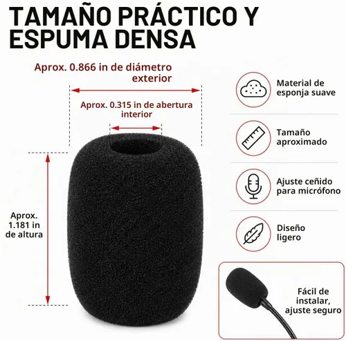 Vista 5 de Paquete de 5 parabrisas de espuma profesional para Shure CVG18-B/C, filtro de micrófono de grado de estudio para micrófonos de condensador de cuello