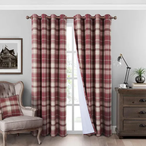 Vista 11 de always4u, cortinas térmicas aislantes con diseño de cuadros, de 95 pulgadas de largo, de doble capa, cortinas térmicas para sala de estar
