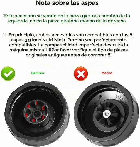Vista 4 de Cuchilla extractor hembra de 6 aletas para Ninja Auto iQ Blender