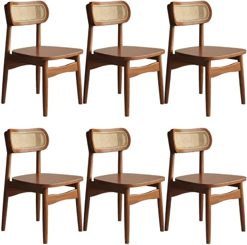 Vista 9 de YVYKFZD Juego de sillas de comedor de madera maciza, sillas de cocina sin brazos, silla de comedor con respaldo de ratán, cómoda silla lateral