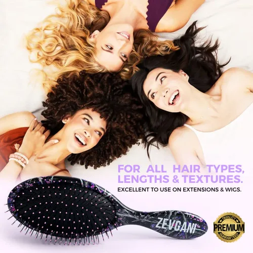 Vista 3 de ZEVGANI MuddyGirl - Cepillo desenredante de cerdas ultrasuaves para mujeres y niños, cepillo desenredante para cabello grueso, rizado, fino, largo