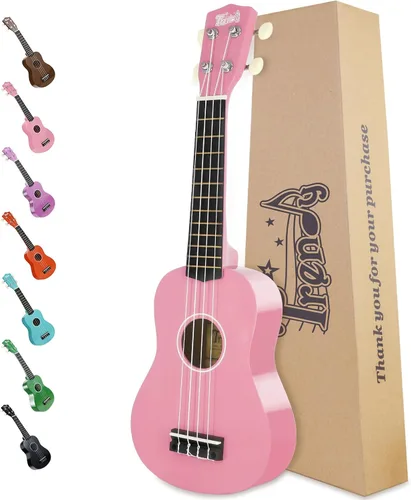 Vista 10 de Trendy Ukelele soprano de 21 pulgadas negro kit para principiantes bolsa de transporte afinador correa de cuerda cuadrada diapasón pegatinas ukelele