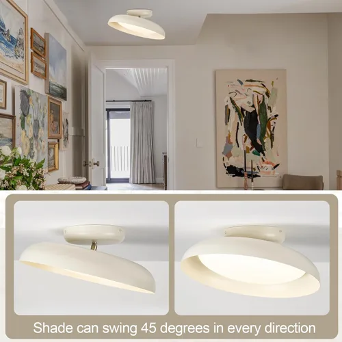 Vista 5 de BISAMIYA Lámpara de techo LED moderna regulable, lámpara de techo semiempotrada de 15.7 pulgadas, lámpara de ángulo ajustable, acento de latón