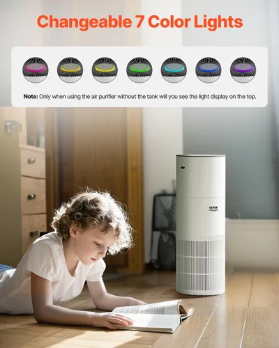 Vista 8 de VEVOR Purificador de aire 2 en 1 con humidificador, cubre hasta 1090 pies cuadrados en una hora, filtro True HEPA 11, silencioso de 22dB, filtra