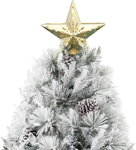 Vista 8 de Naomi Home Darla - Árbol de Navidad flocado de nieve preiluminado de 7.5 Árbol de pino