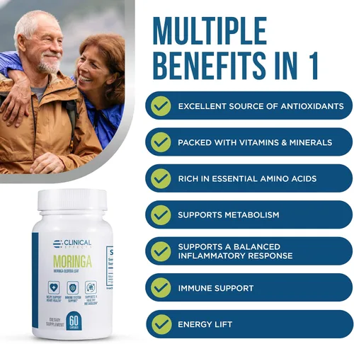 Vista 4 de Clinical Effects Moringa Oleifera - 800 mg Cápsulas de Moringa Suplemento Superalimenticio - Suplemento de apoyo para el corazón